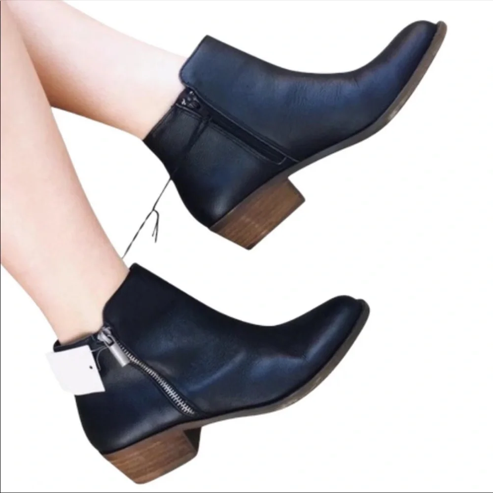Kensie Ghita Size 6.5 Black Short Ankle Leather Boots